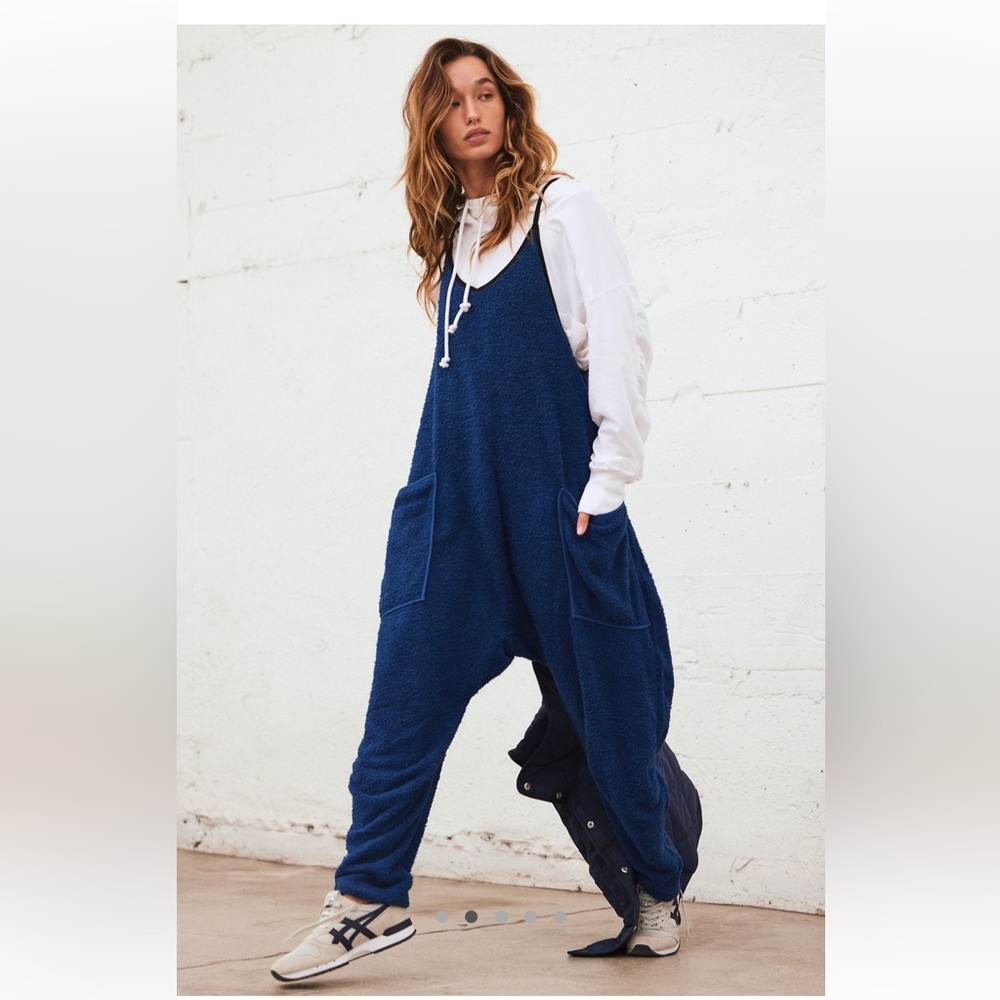 Free People NWT Hot Shot Cuddle Up Onesie Size M in Prep School Blue